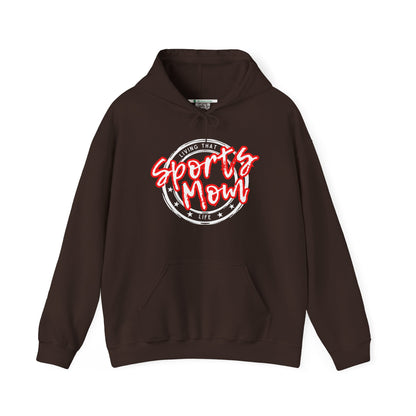 Sports Mom -- Red Font (Adult Unisex Hooded Sweatshirt)