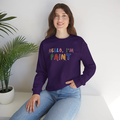 Matching Couple's Set -- Hello, I'm Paint (Adult Unisex Crewneck Sweatshirt)