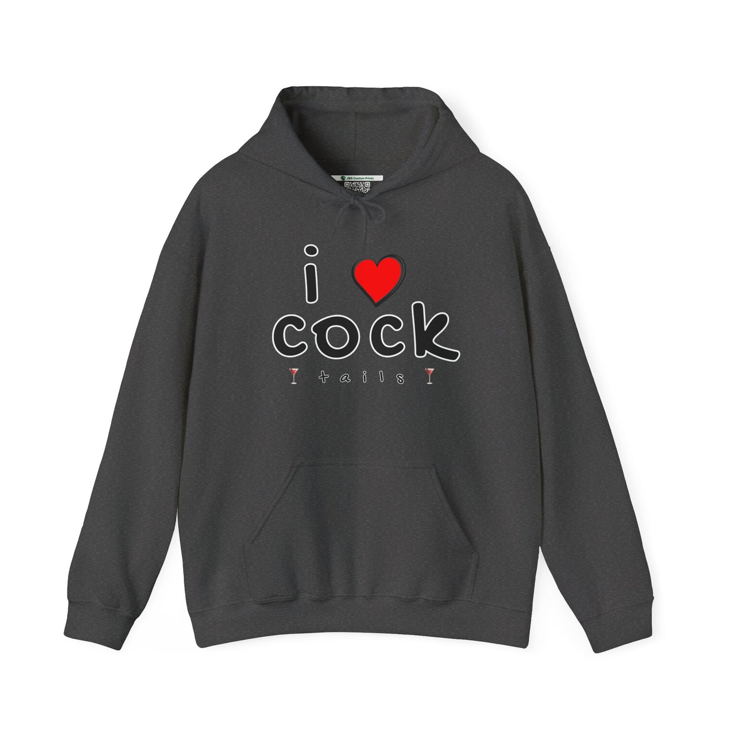 I Love Cocktails -- Playful Font (Adult Unisex Hooded Sweatshirt)