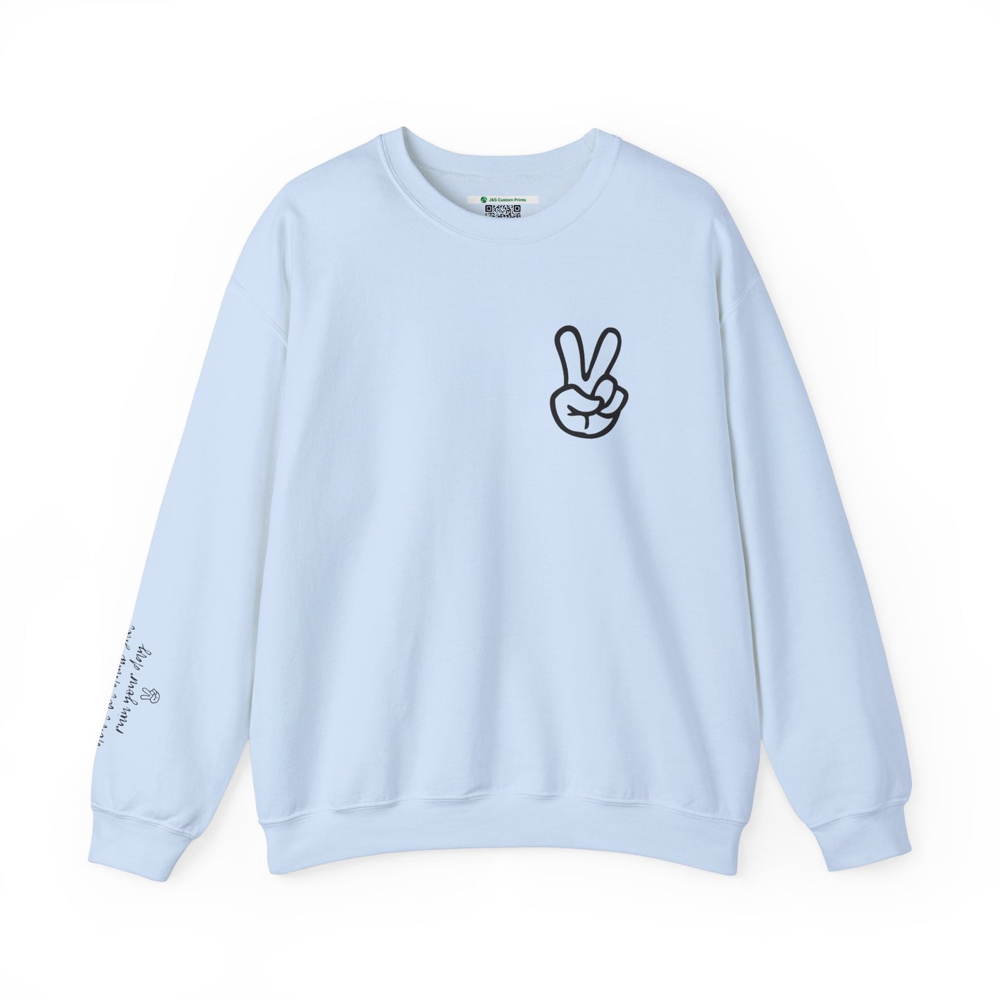 Peace Sign [Sleeve Message] (Adult Unisex Crewneck Sweatshirt)