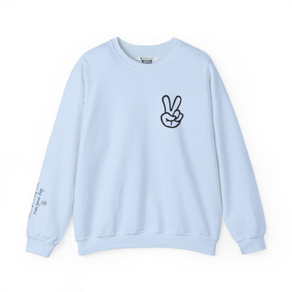 Peace Sign [Sleeve Message] (Adult Unisex Crewneck Sweatshirt)