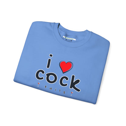 I Love Cocktails -- Playful Font (Adult Unisex Crewneck Sweatshirt)