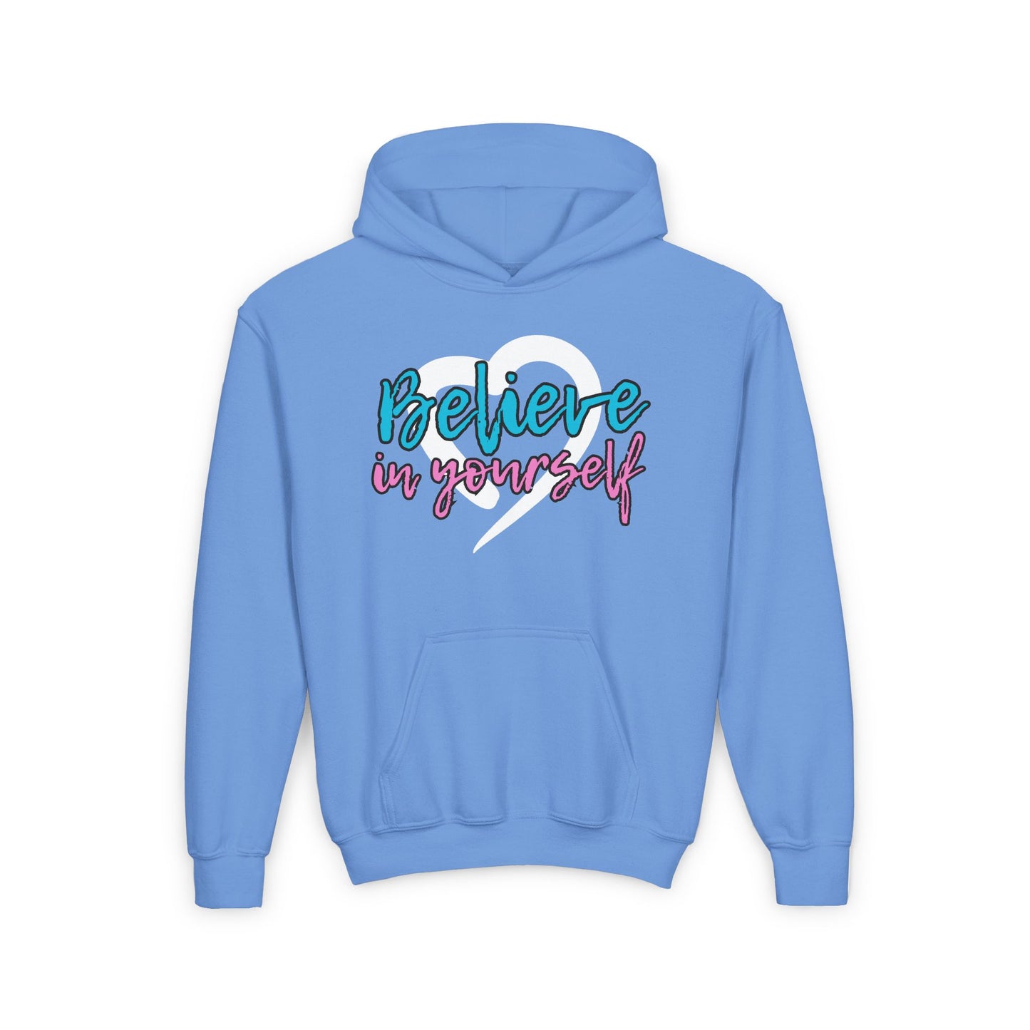 Believe In Yourself -- Blue/Pink (Youth Unisex Hooded Sweatshirt)