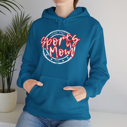 Sports Mom -- Red Font (Adult Unisex Hooded Sweatshirt)