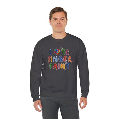 Matching Couple's Set -- I Love to Fingerpaint (Adult Unisex Crewneck Sweatshirt)