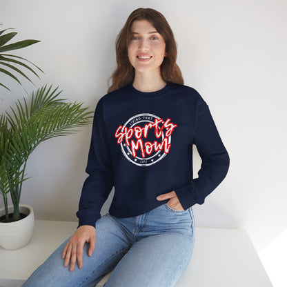 Sports Mom -- Red Font (Adult Unisex Crewneck Sweatshirt)