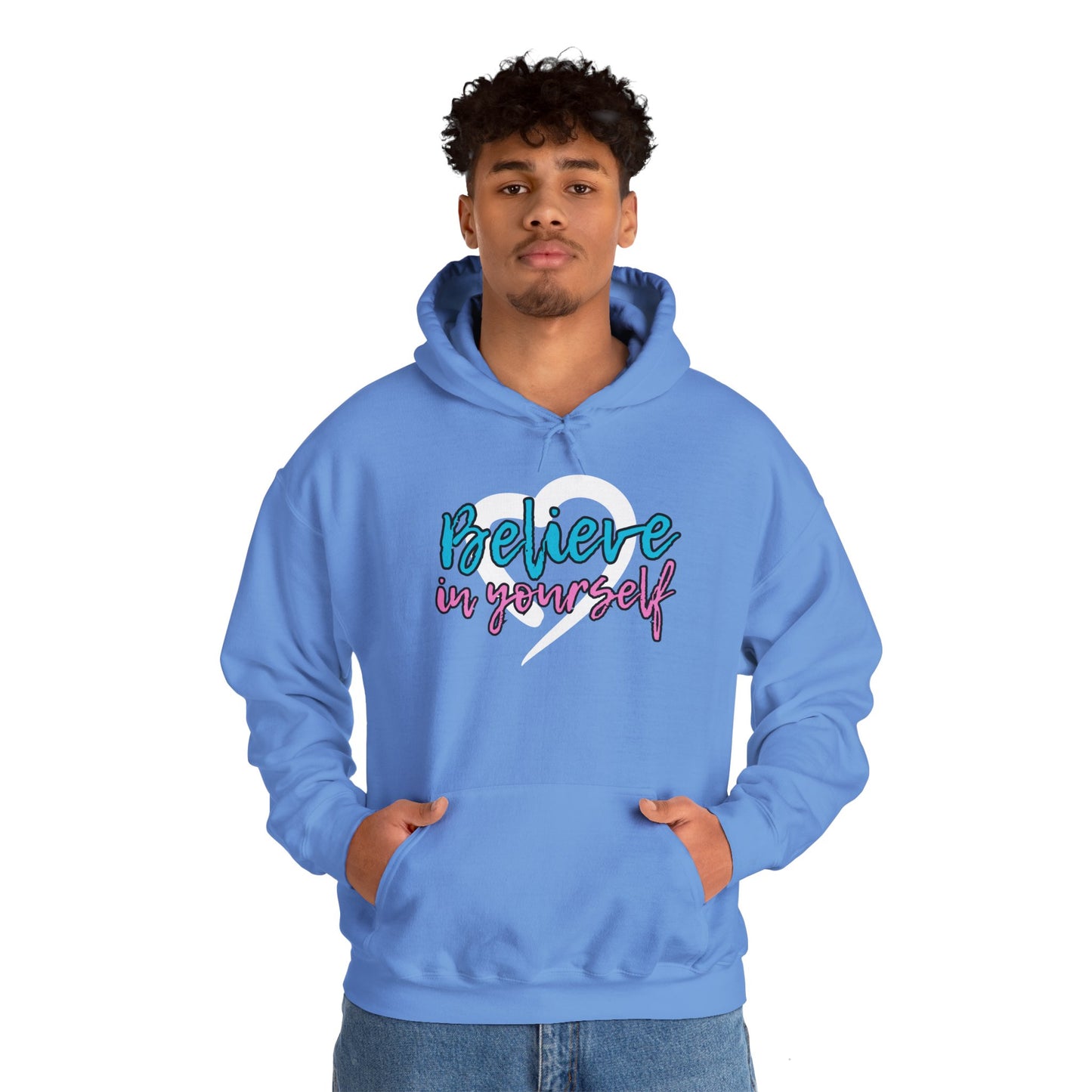 Believe In Yourself -- Blue/Pink (Adult Unisex Hooded Sweatshirt)