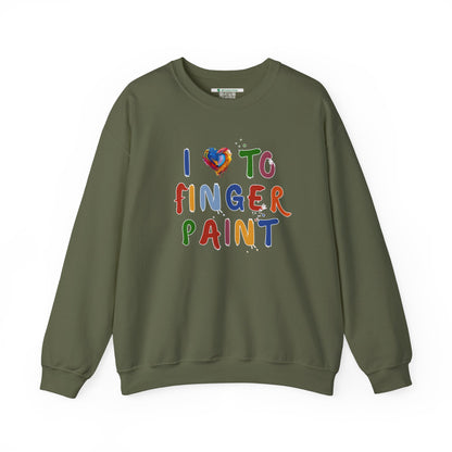 Matching Couple's Set -- I Love to Fingerpaint (Adult Unisex Crewneck Sweatshirt)