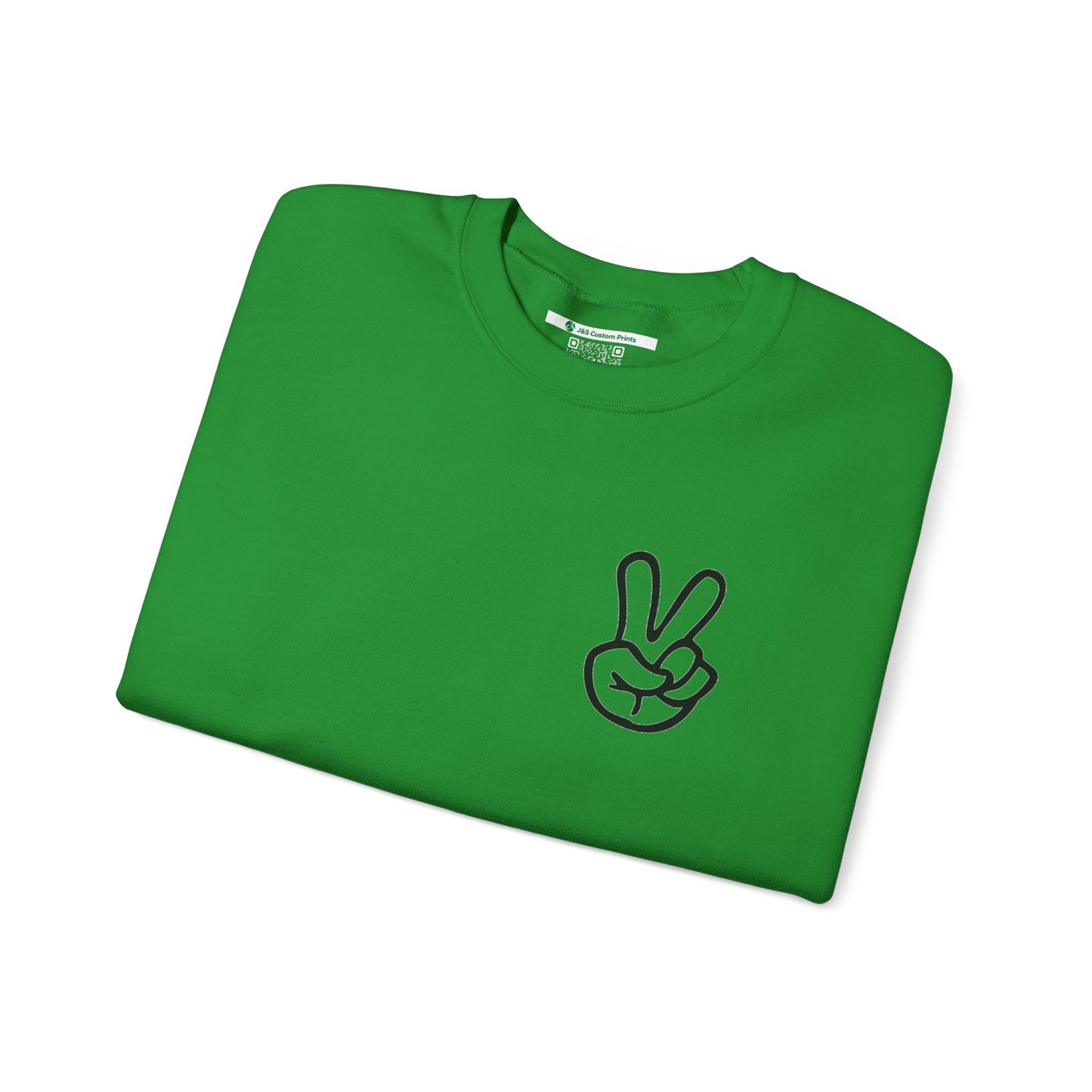 Peace Sign [Sleeve Message] (Adult Unisex Crewneck Sweatshirt)