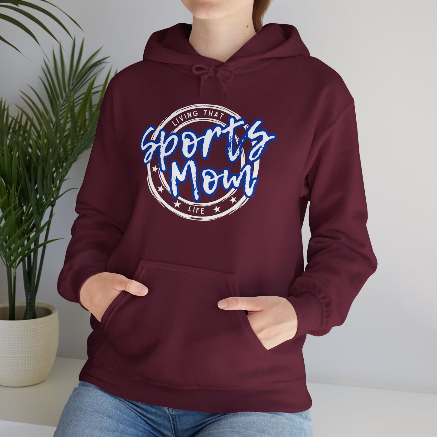 Sports Mom -- Blue Font (Adult Unisex Hooded Sweatshirt)
