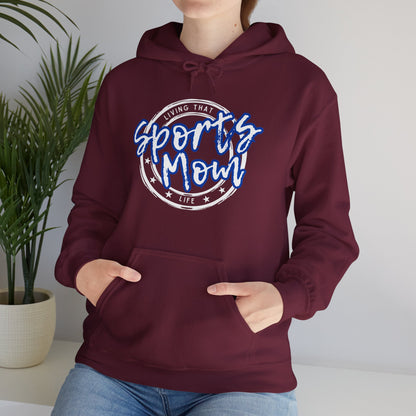 Sports Mom -- Blue Font (Adult Unisex Hooded Sweatshirt)