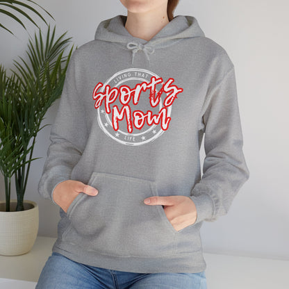 Sports Mom -- Red Font (Adult Unisex Hooded Sweatshirt)