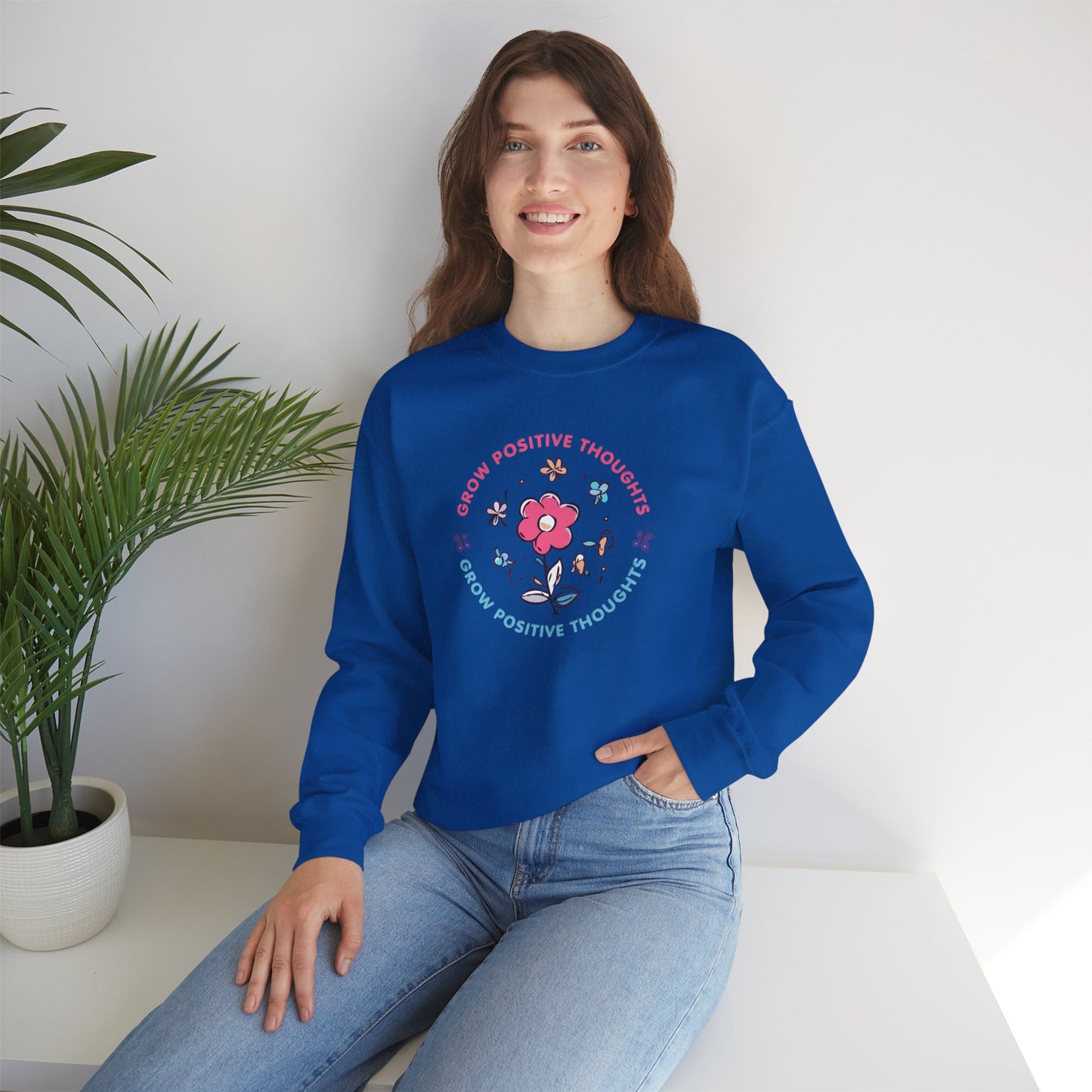 Grow Positive Thoughts Crewneck Sweatshirt - Unisex Heavy Blend
