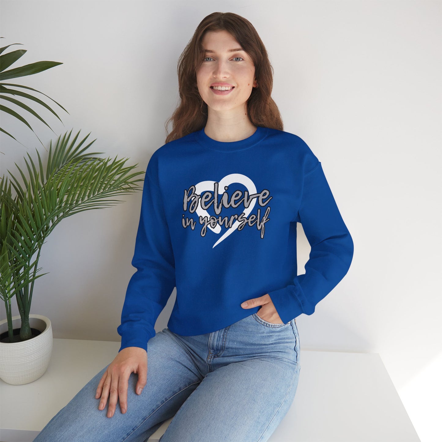 Believe In Yourself -- Gray (Adult Unisex Crewneck Sweatshirt)