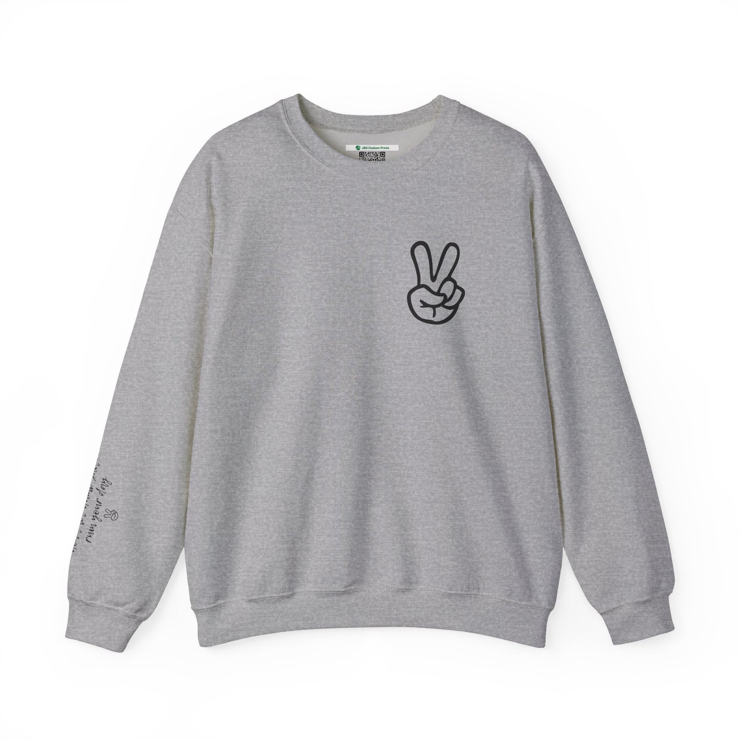 Peace Sign [Sleeve Message] (Adult Unisex Crewneck Sweatshirt)