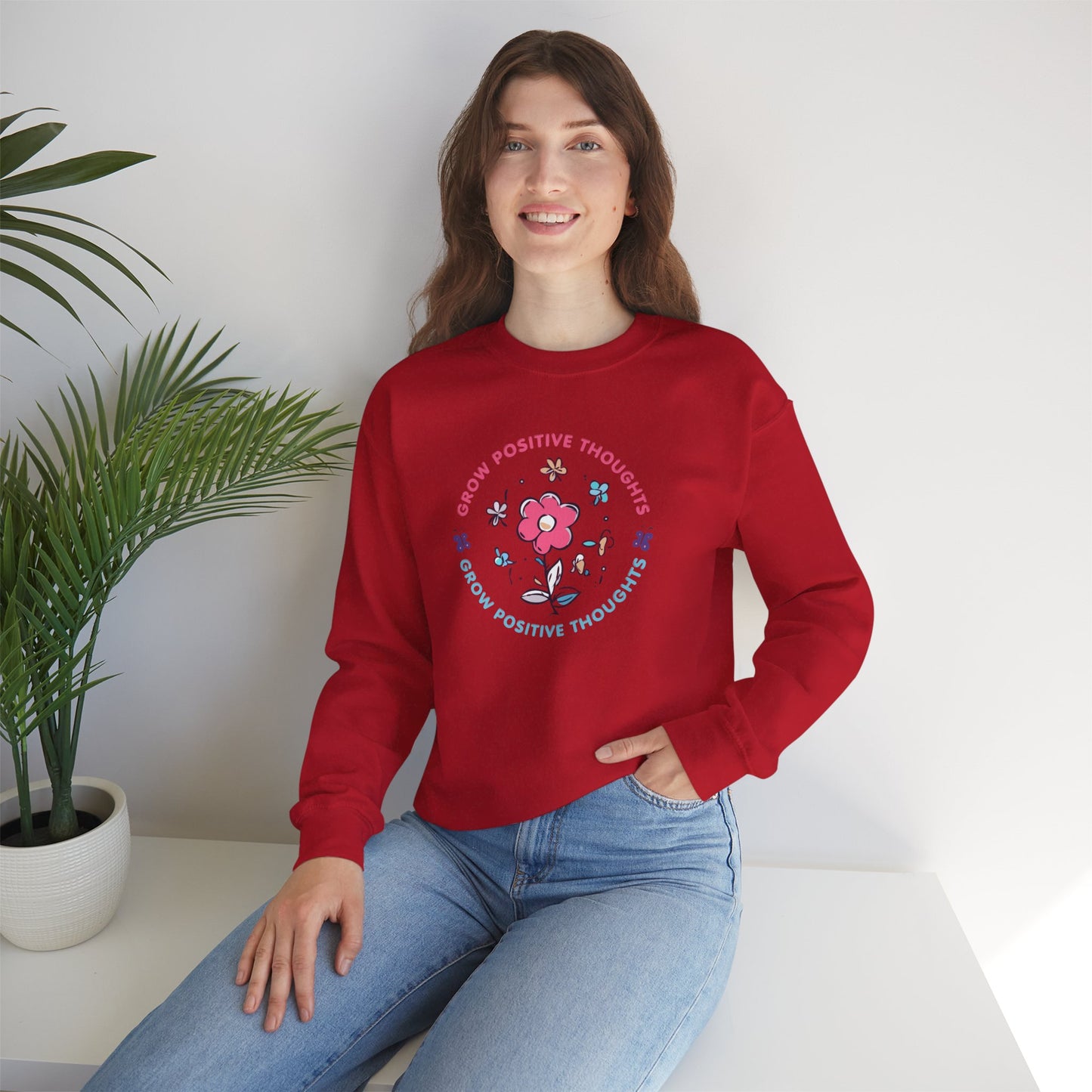 Grow Positive Thoughts Crewneck Sweatshirt - Unisex Heavy Blend