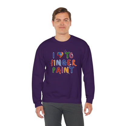 Matching Couple's Set -- I Love to Fingerpaint (Adult Unisex Crewneck Sweatshirt)