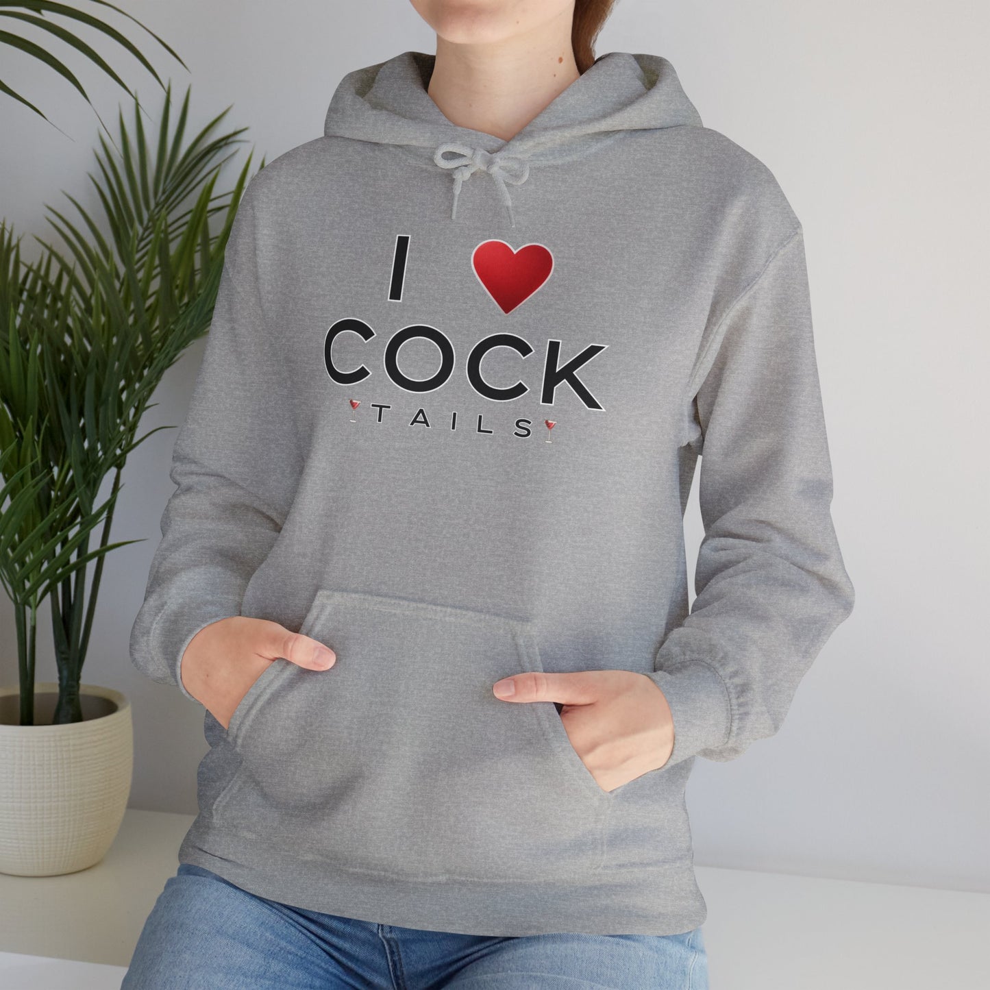 I Love Cocktails -- Simple Font (Adult Unisex Hooded Sweatshirt)
