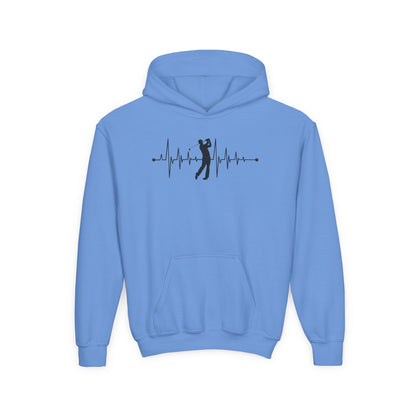 Golf Heartbeat (Youth Unisex Hooded Sweatshirt)