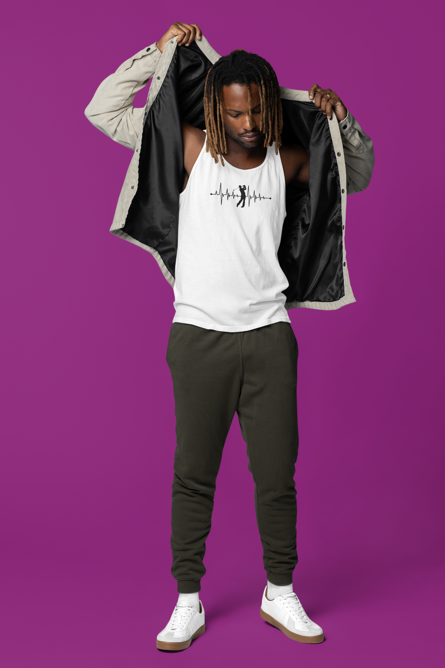 Golf Heartbeat (Adult Unisex Tank Top)