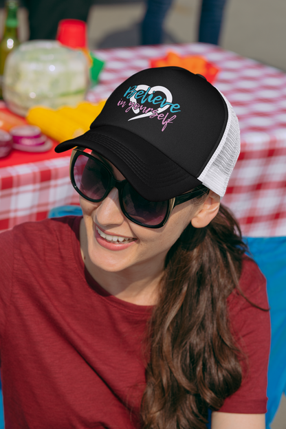 Believe In Yourself -- Blue/Pink Font (DTF Printed Hat)