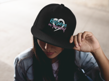Believe In Yourself -- Blue/Pink Font (DTF Printed Hat)