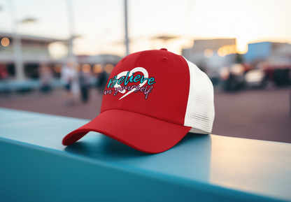Believe In Yourself -- Blue/Pink Font (DTF Printed Hat)