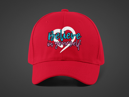 Believe In Yourself -- Blue/Pink Font (DTF Printed Hat)