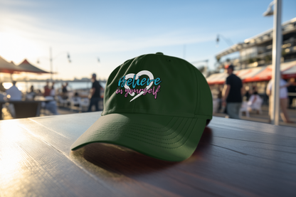 Believe In Yourself -- Blue/Pink Font (DTF Printed Hat)