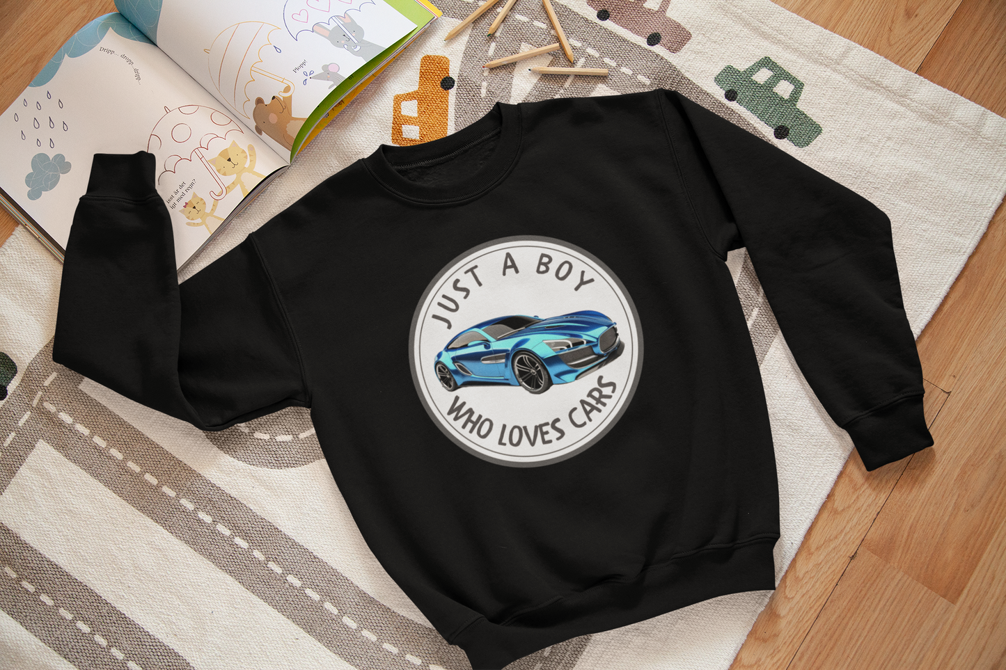 Boy Loves Cars (Blue Car) - J&S Custom Prints