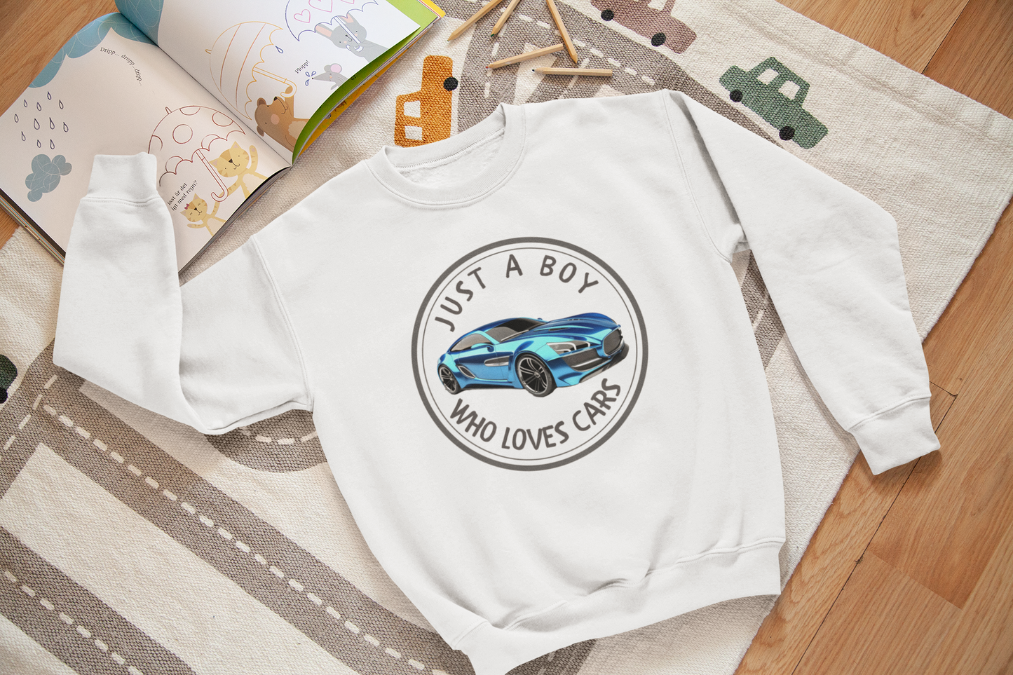 Boy Loves Cars (Blue Car) - J&S Custom Prints