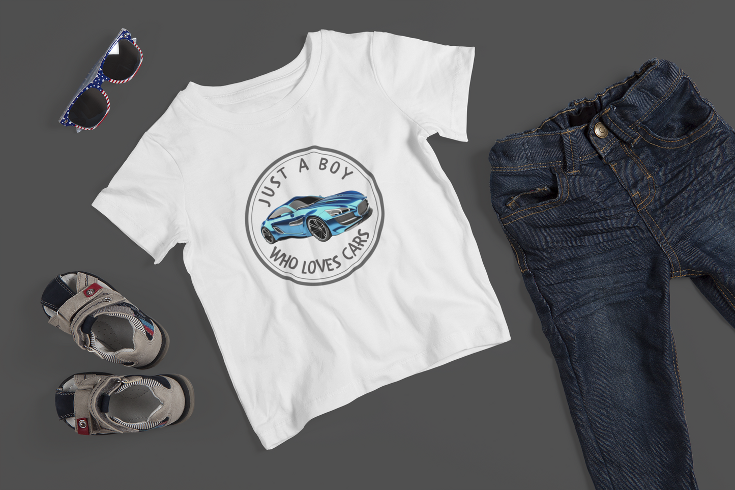 Boy Loves Cars (Blue Car) - J&S Custom Prints