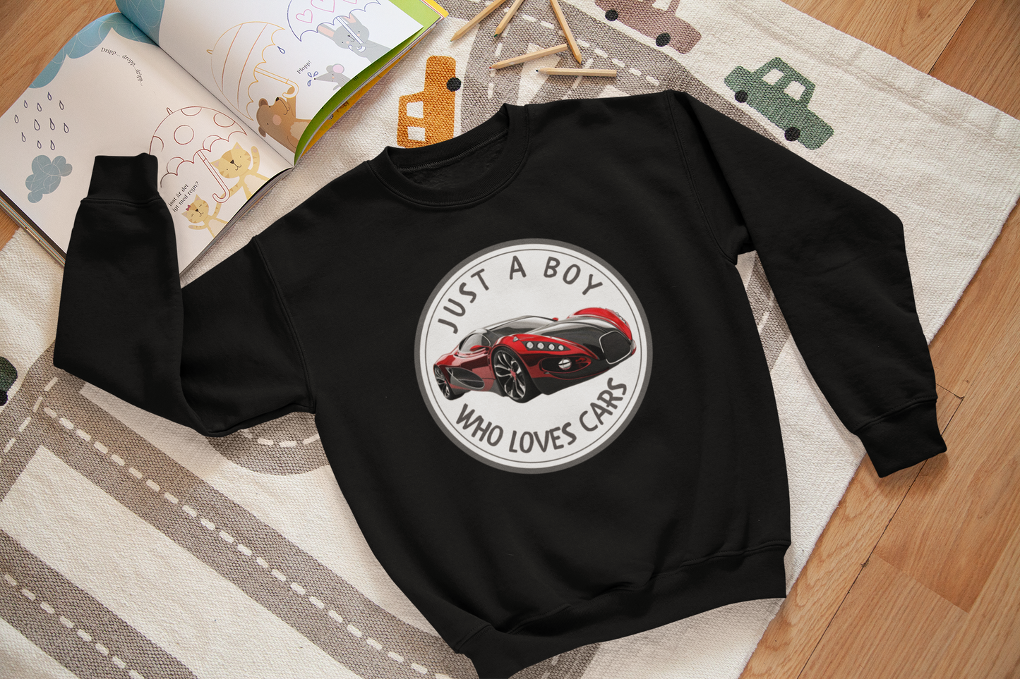 Boy Loves Cars (Red Car) - J&S Custom Prints