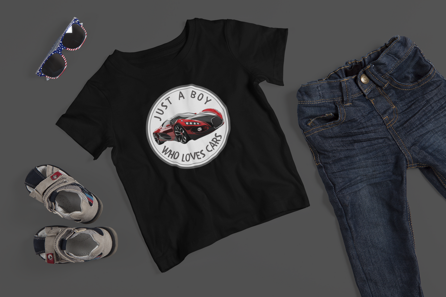 Boy Loves Cars (Red Car) - J&S Custom Prints