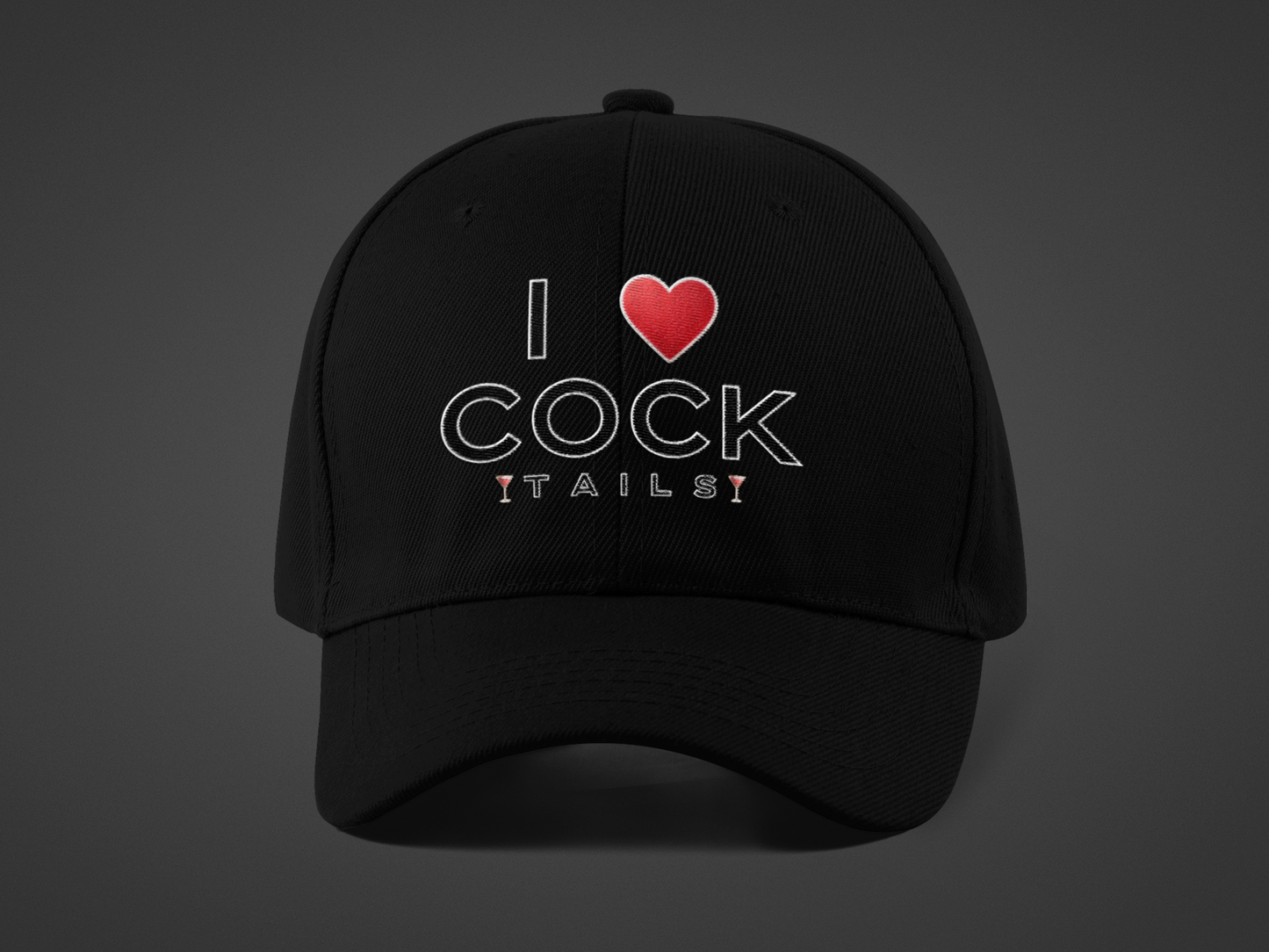 I Love Cocktails -- Simple Font (DTF Printed Hat)