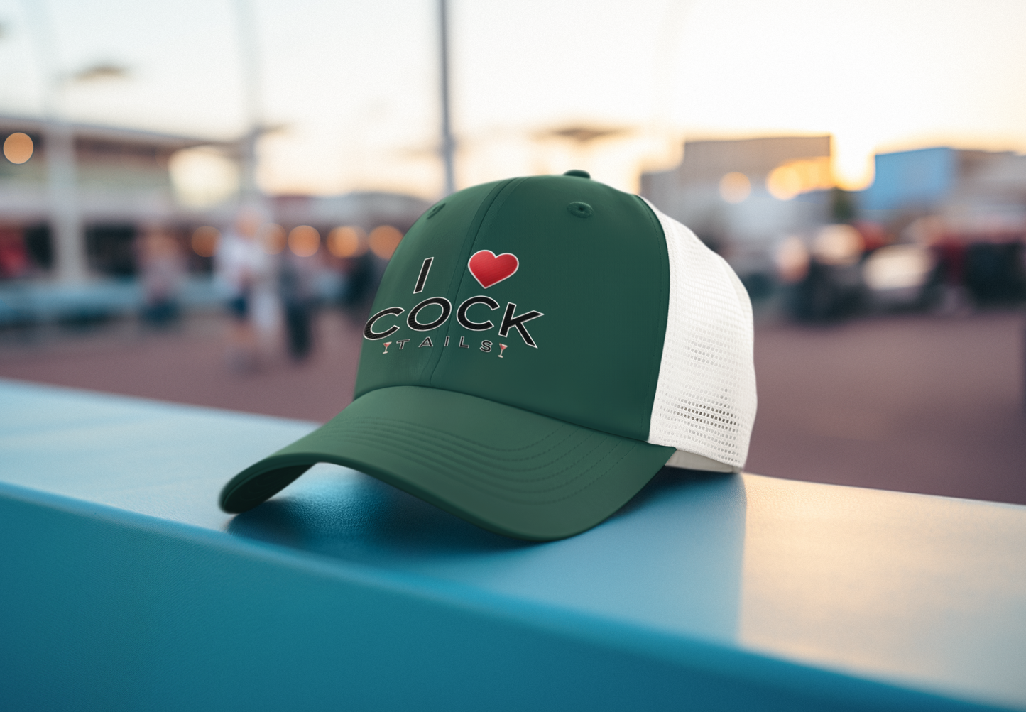 I Love Cocktails -- Simple Font (DTF Printed Hat)