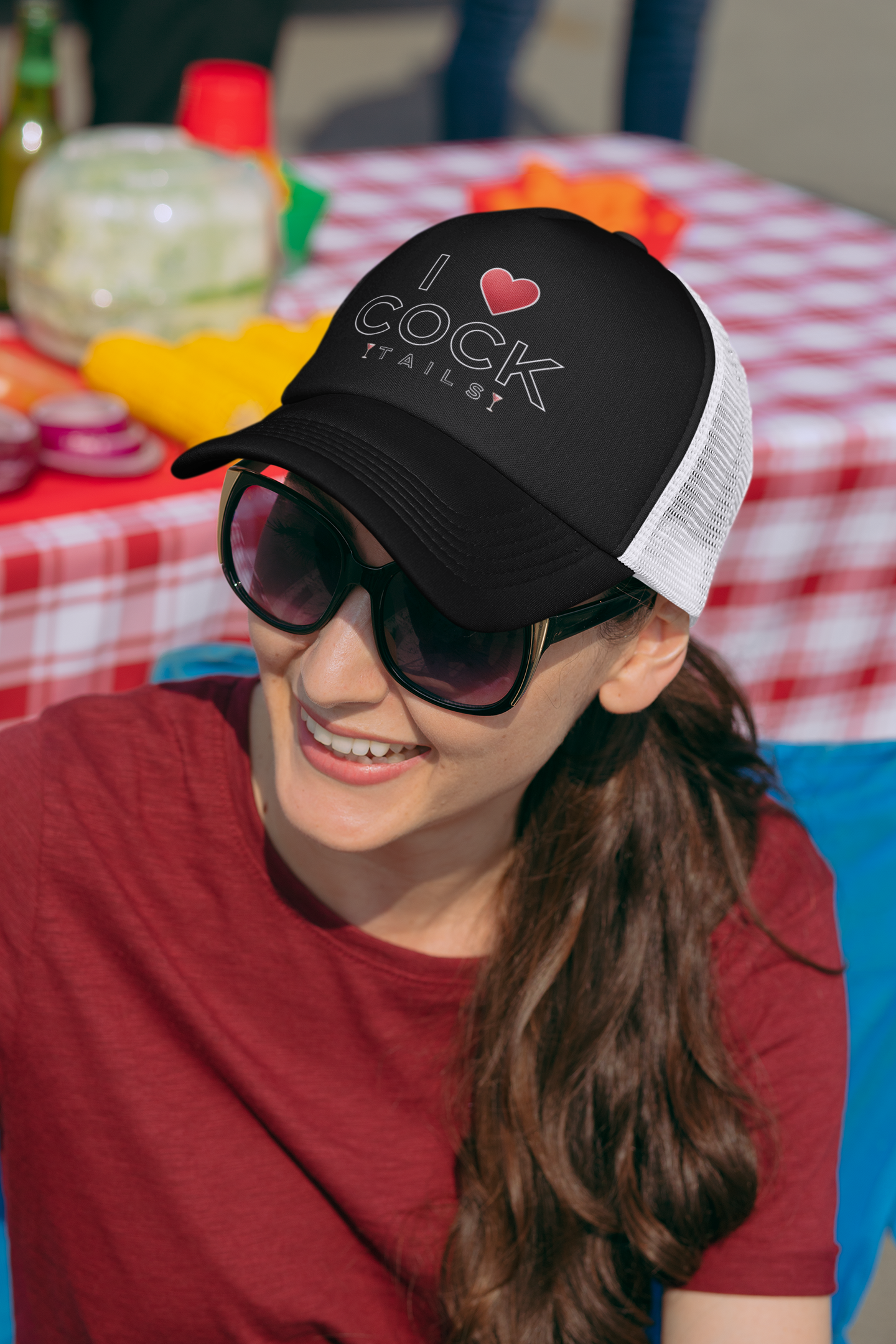 I Love Cocktails -- Simple Font (DTF Printed Hat)