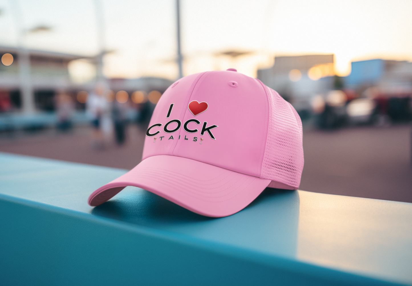 I Love Cocktails -- Simple Font (DTF Printed Hat)