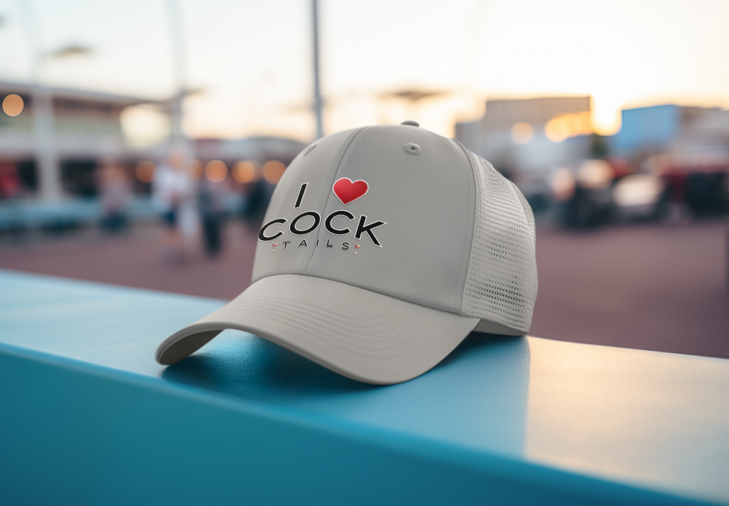 I Love Cocktails -- Simple Font (DTF Printed Hat)