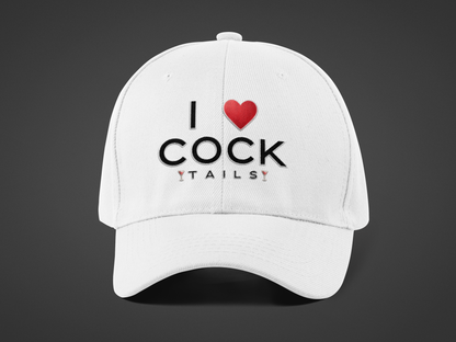 I Love Cocktails -- Simple Font (DTF Printed Hat)