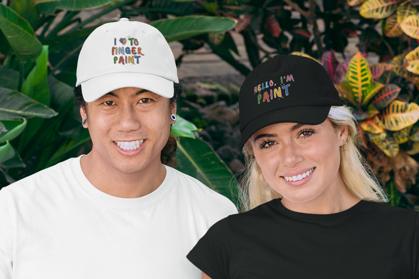 Matching Couple's Set -- Hello, I'm Paint (DTF Printed Hat)