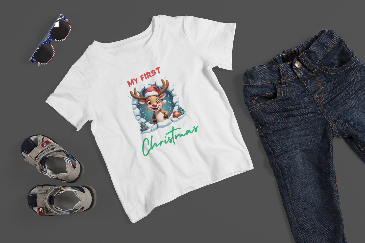 My First Christmas (Snowman Or Reindeer Option) - J&S Custom Prints