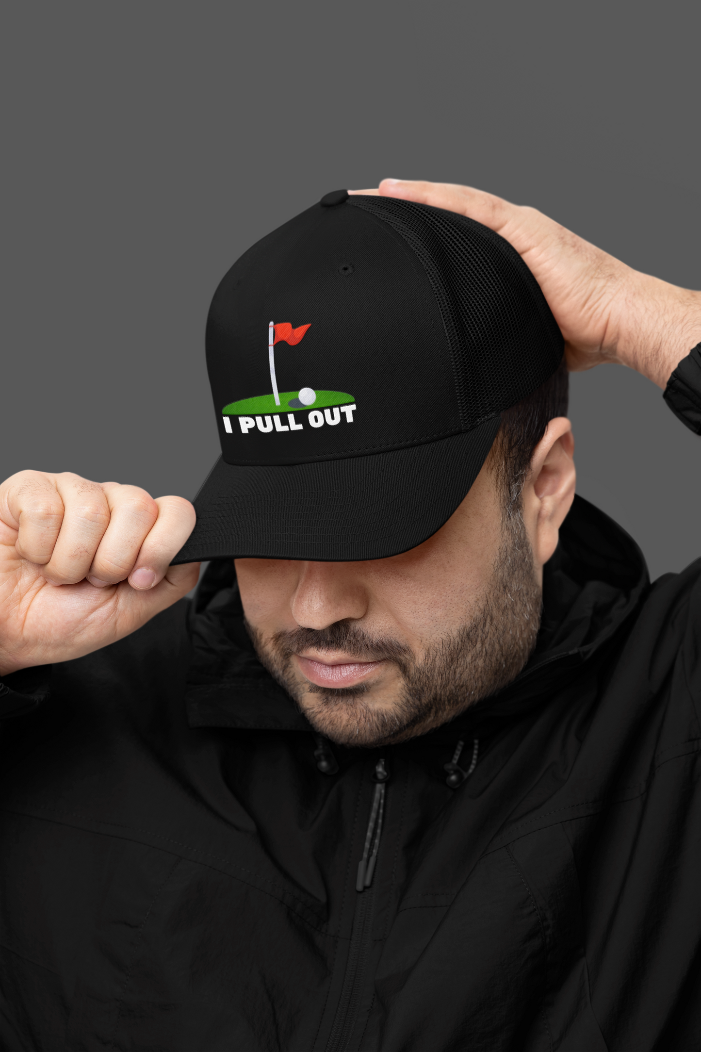 Golf -- "I Pull Out" [With Grass Turf] (DTF Printed Hat)