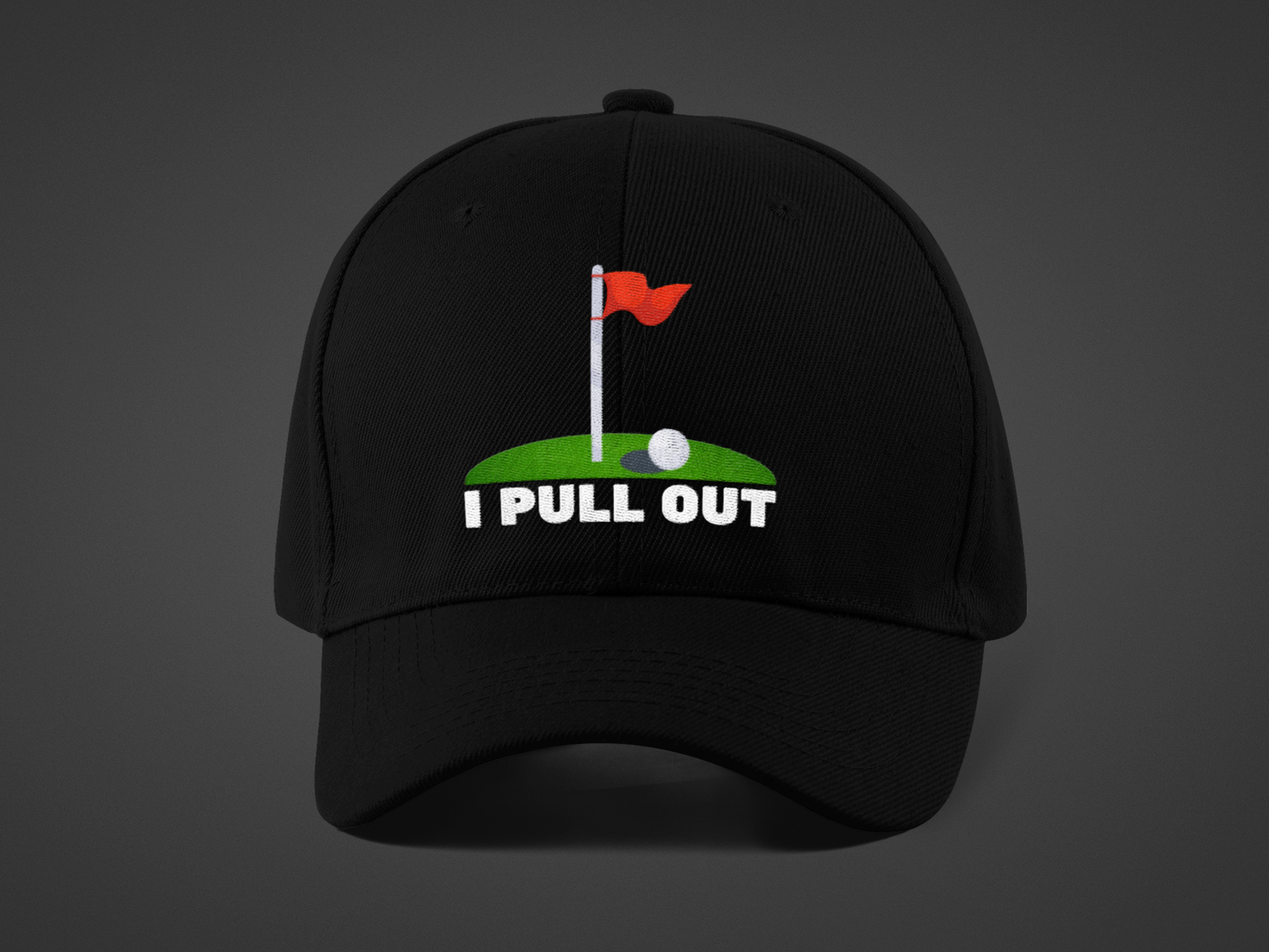 Golf -- "I Pull Out" [With Grass Turf] (DTF Printed Hat)