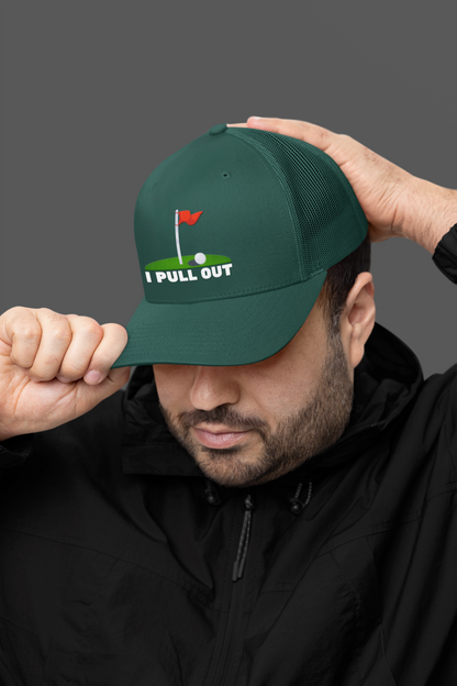 Golf -- "I Pull Out" [With Grass Turf] (DTF Printed Hat)