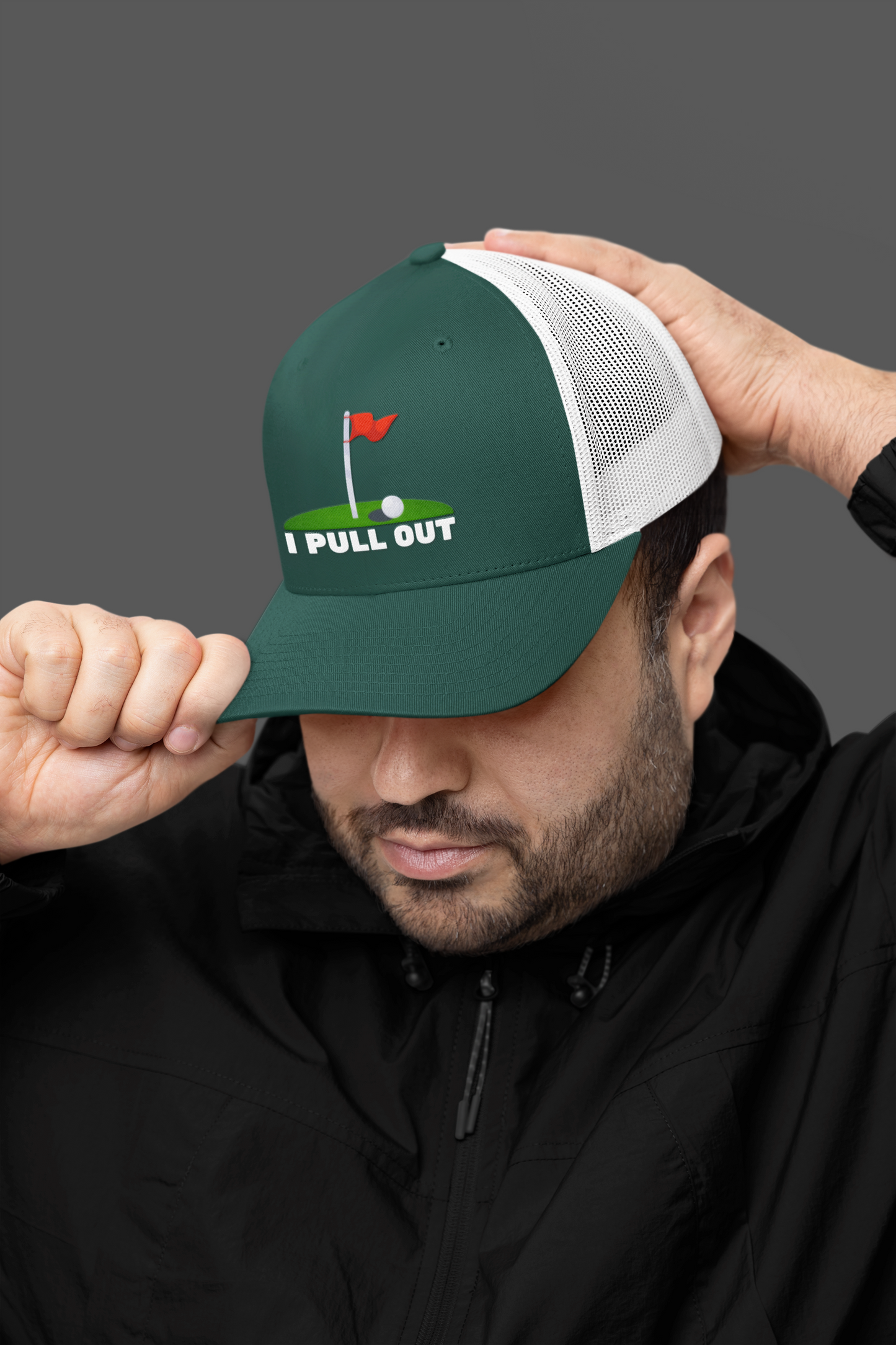 Golf -- "I Pull Out" [With Grass Turf] (DTF Printed Hat)