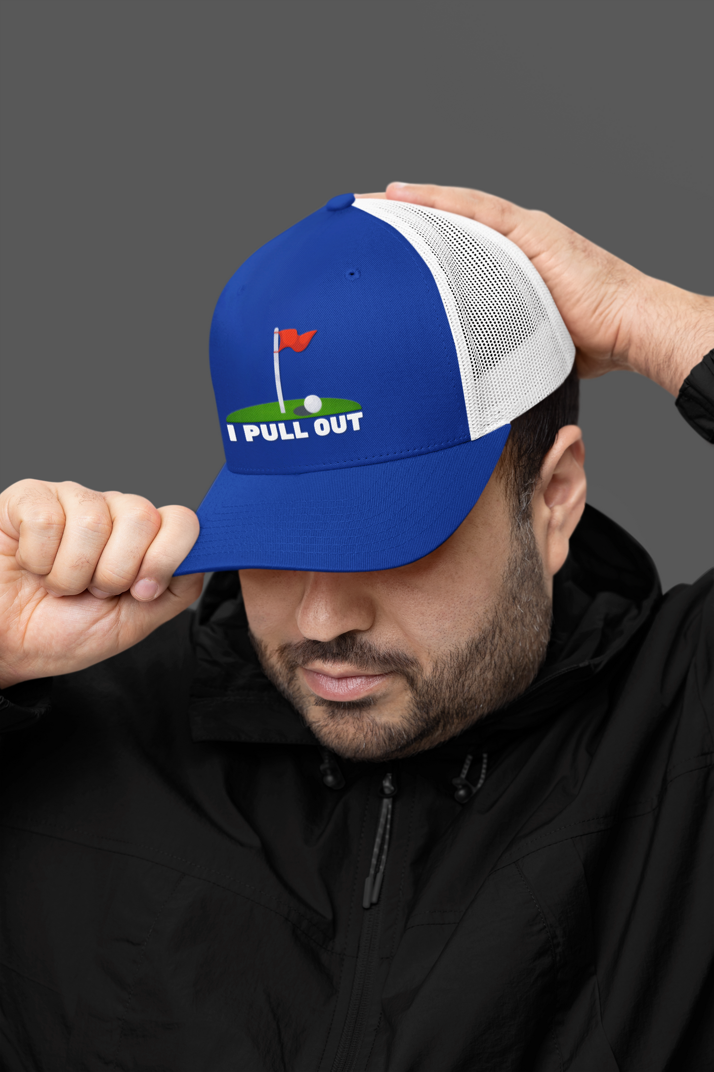 Golf -- "I Pull Out" [With Grass Turf] (DTF Printed Hat)