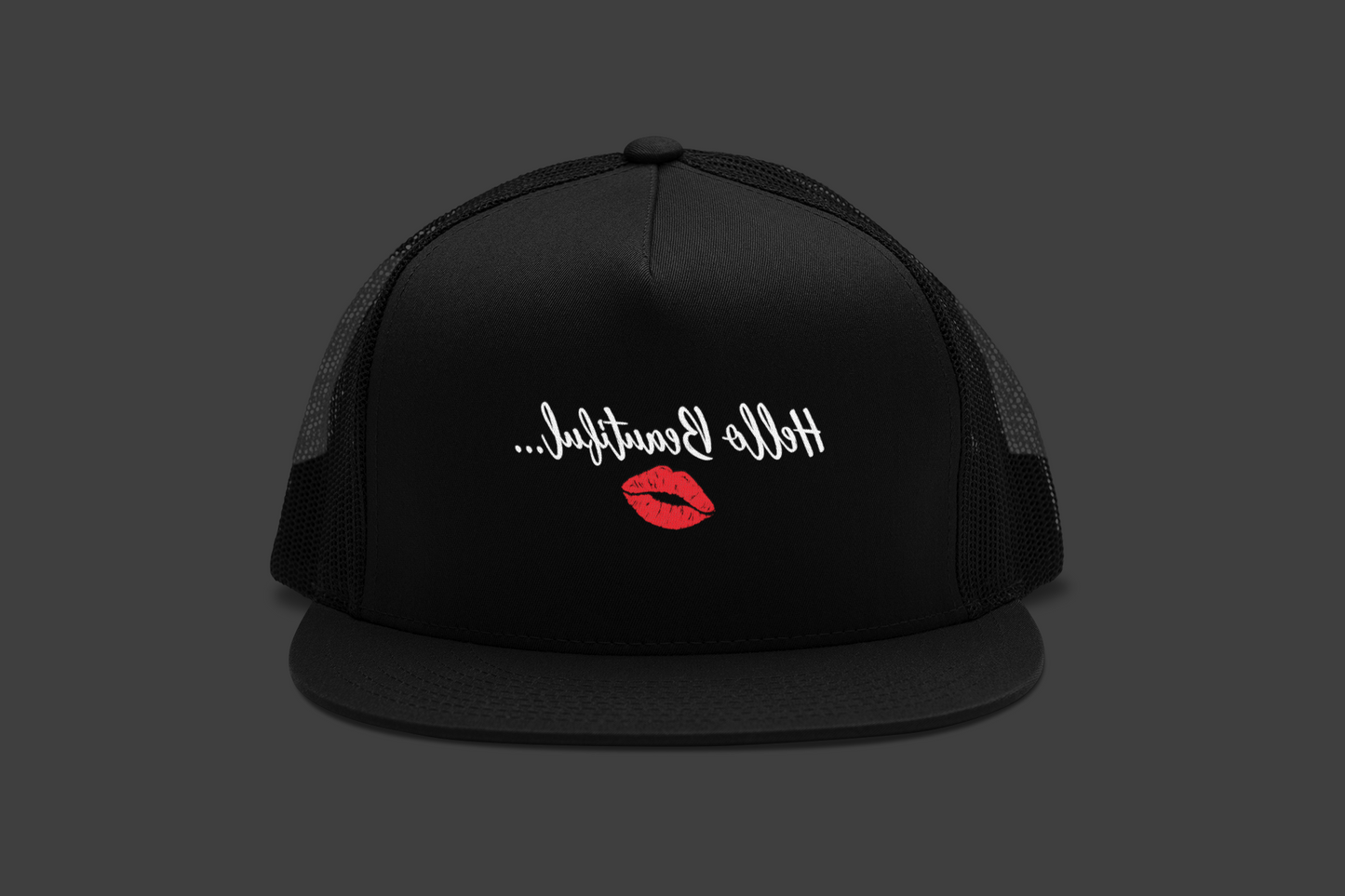 Mirror Message -- Hello Beautiful [with lips] (DTF Printed Hat)