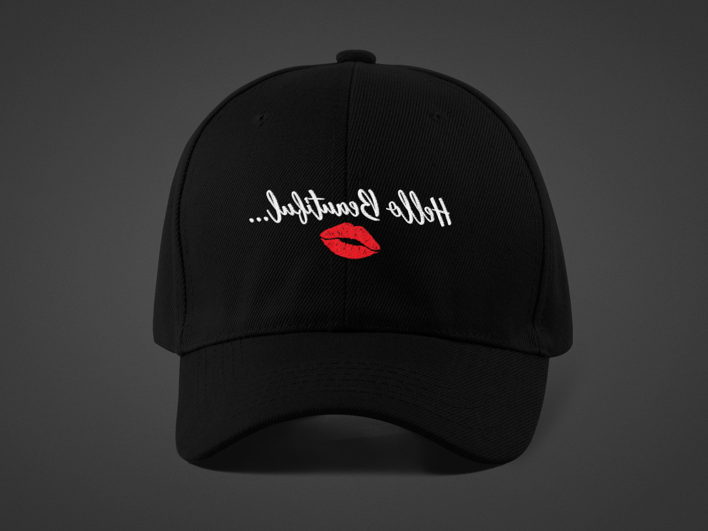 Mirror Message -- Hello Beautiful [with lips] (DTF Printed Hat)