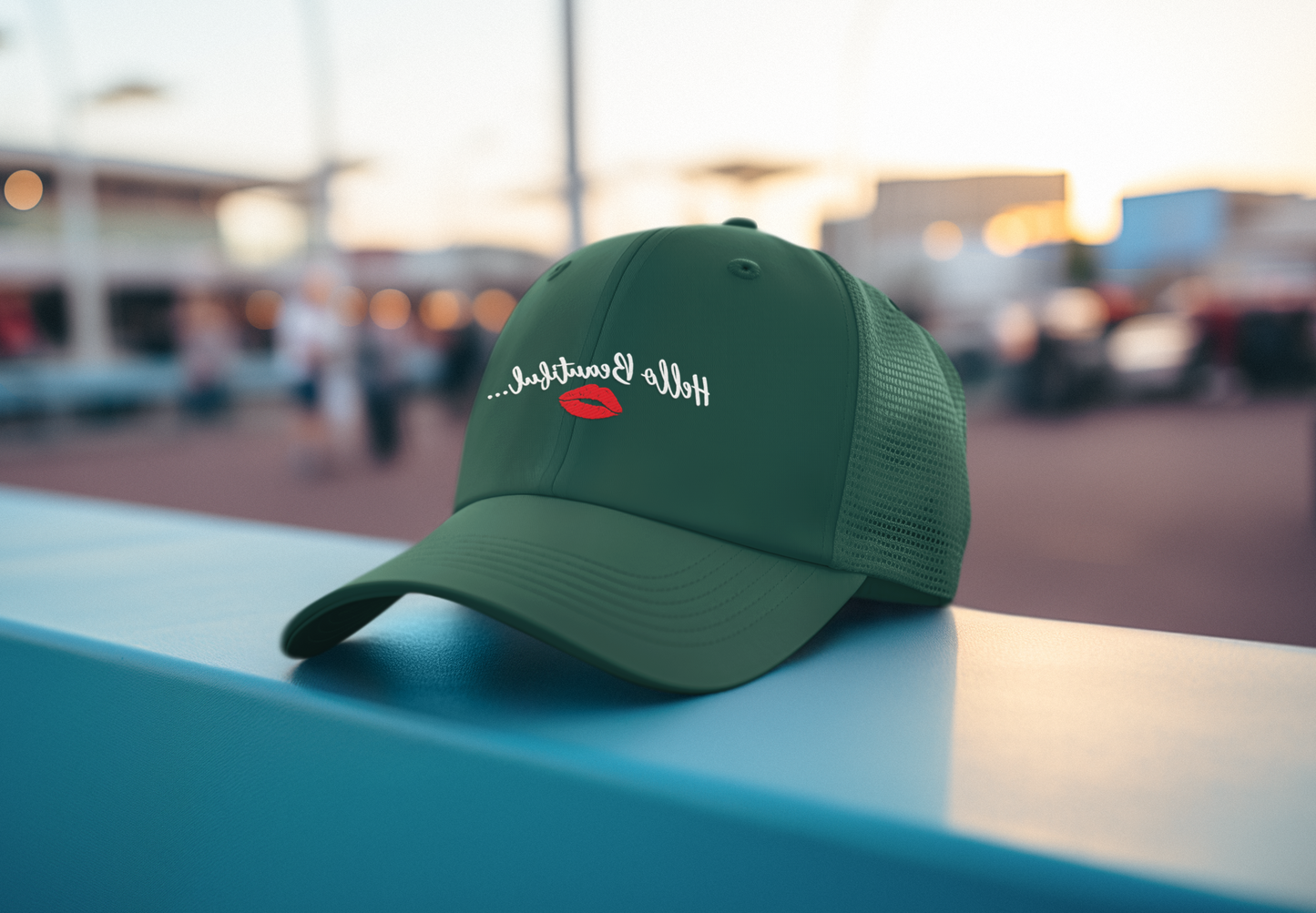 Mirror Message -- Hello Beautiful [with lips] (DTF Printed Hat)